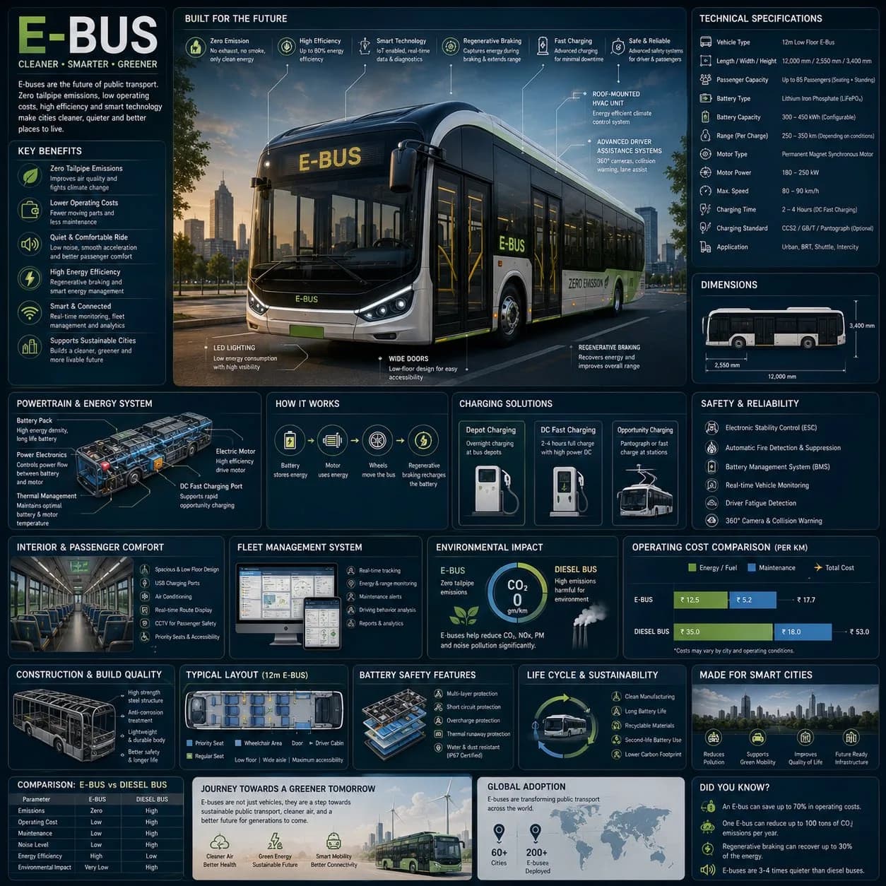 Futuristic Electric Bus Infographic AI photo prompt example on PhotoReady