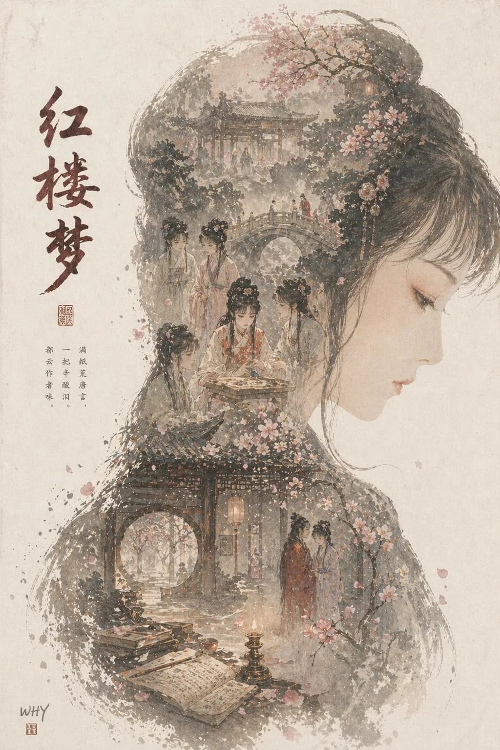Epic Narrative Double Exposure Profile Art Poster AI photo prompt example on PhotoReady