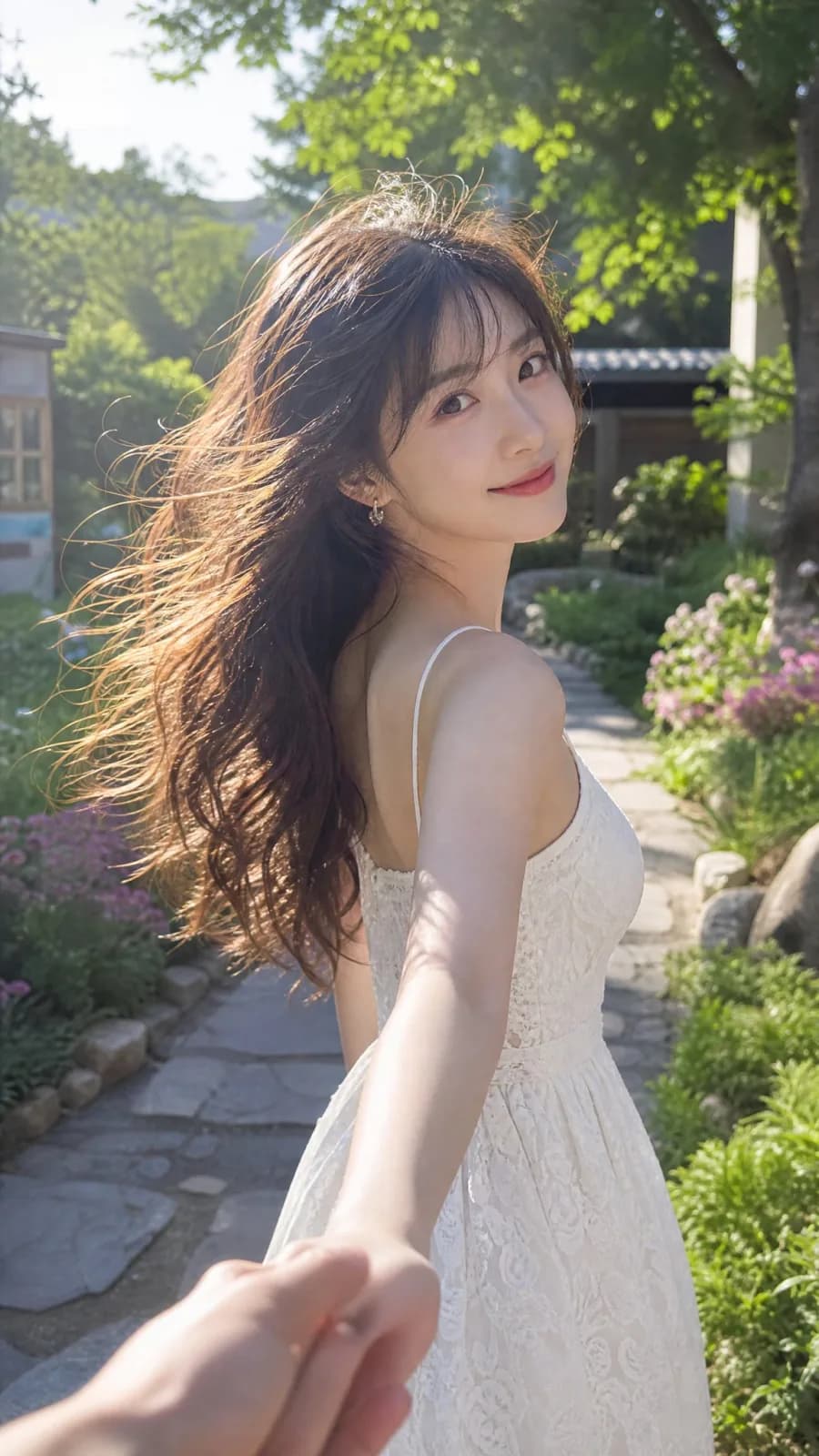Summer Hand-in-Hand Cinematic Portrait AI photo prompt example on PhotoReady