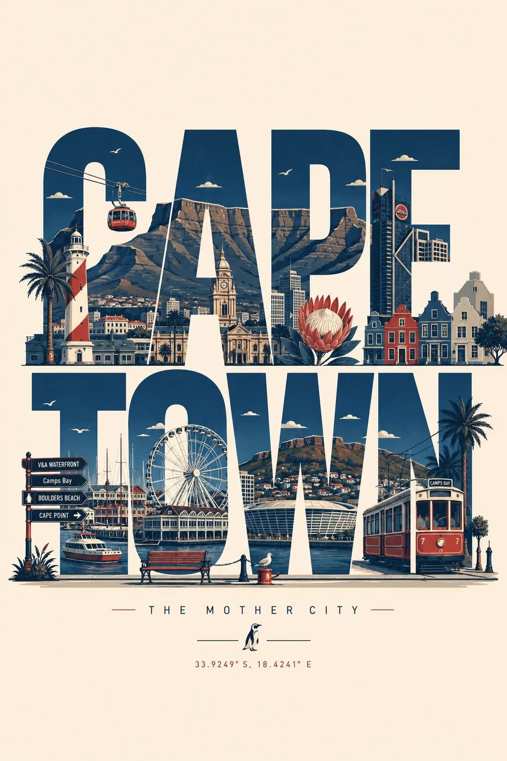 City Landmark Typography Travel Poster AI photo prompt example on PhotoReady