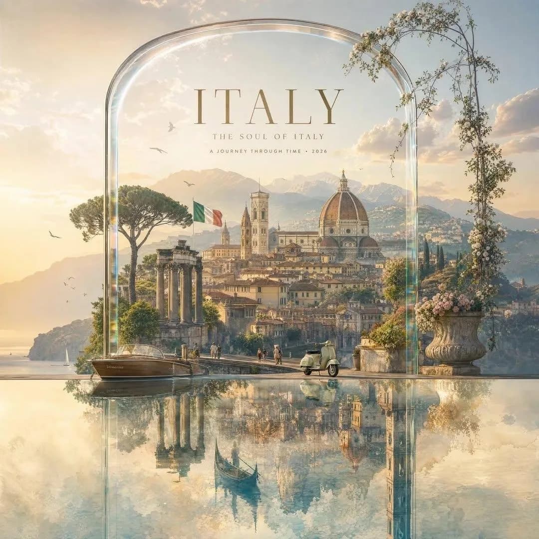 Crystal Frame Country Travel Advertisement Poster AI photo prompt example on PhotoReady