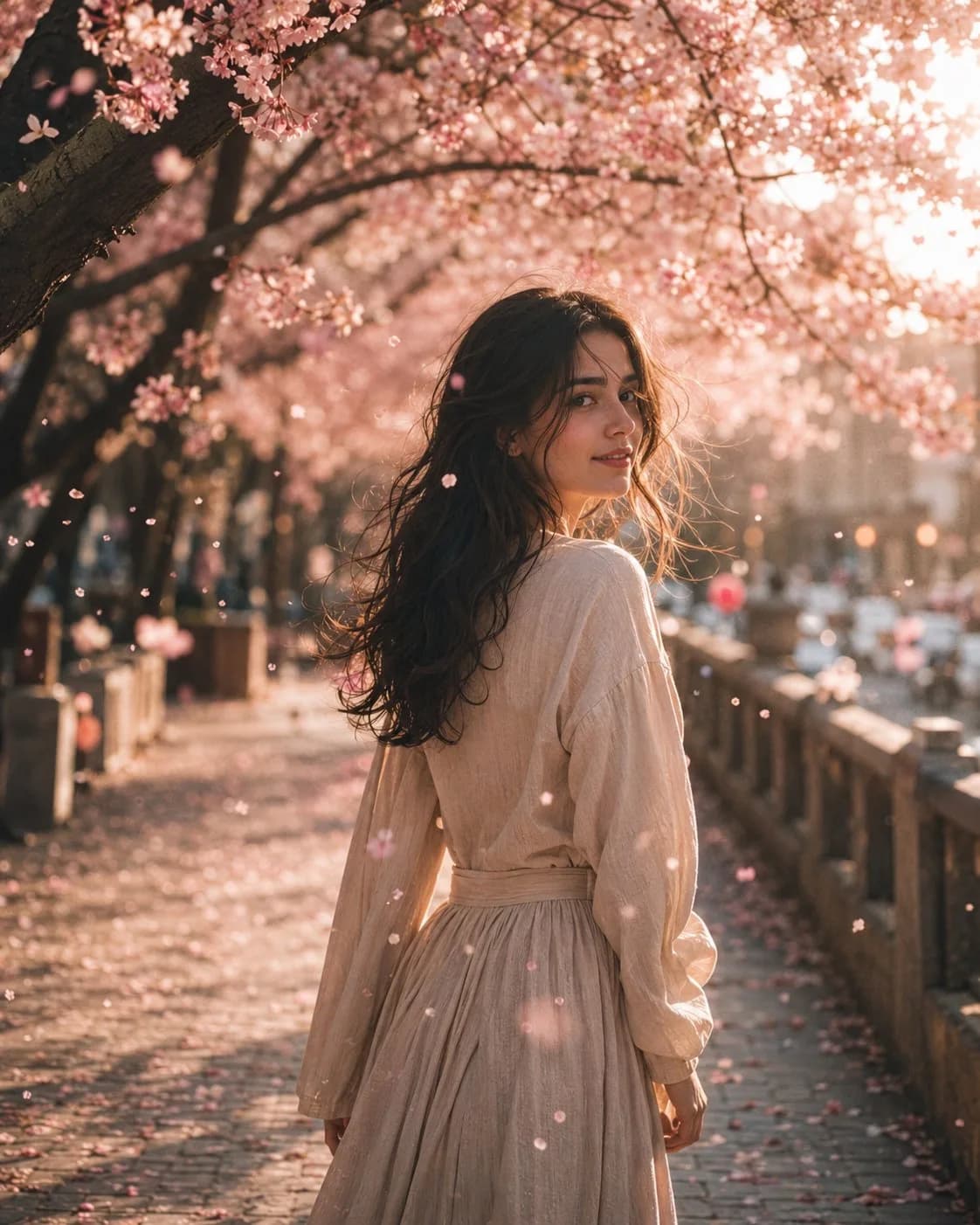 Whispers Of Spring Cherry Blossom Portrait AI photo prompt example on PhotoReady