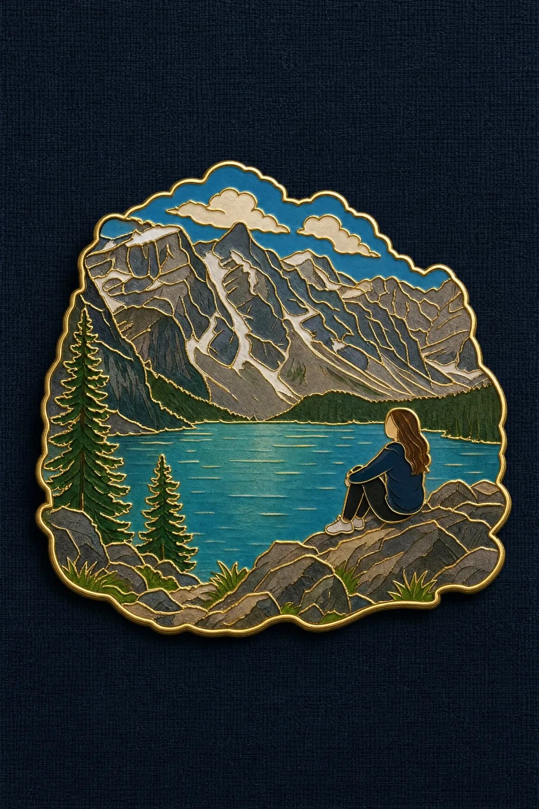 Travel Souvenir Enamel Pin Badge Design AI photo prompt example on PhotoReady