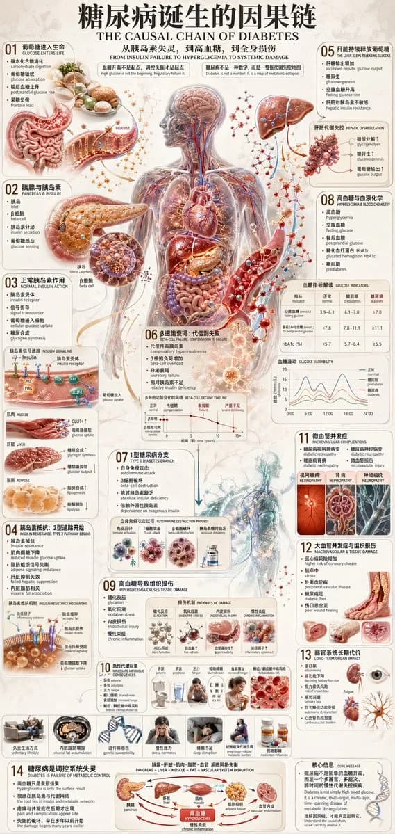 The Causal Chain of Diabetes Medical Infographic AI photo prompt example on PhotoReady