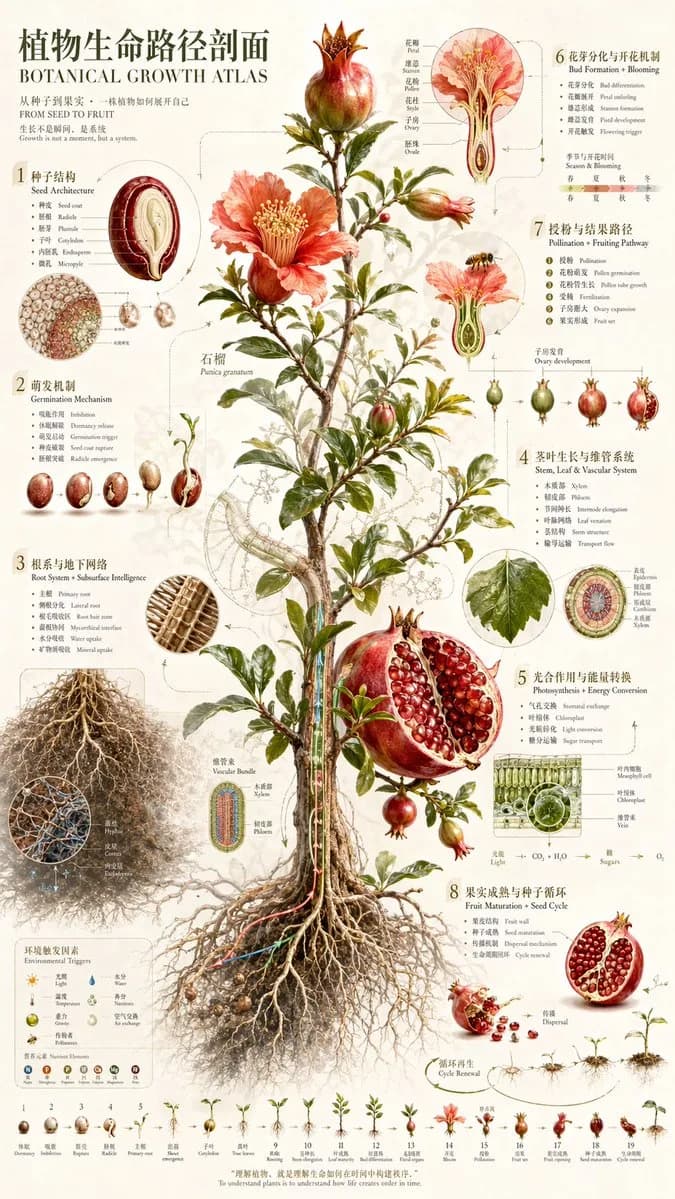 Vintage Scientific Botanical Life Cycle Infographic AI photo prompt example on PhotoReady