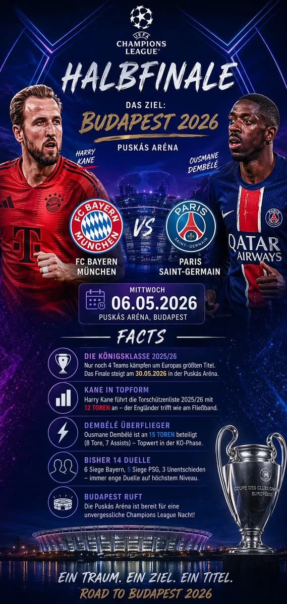 UEFA Champions League Matchday Infographic Poster AI photo prompt example on PhotoReady
