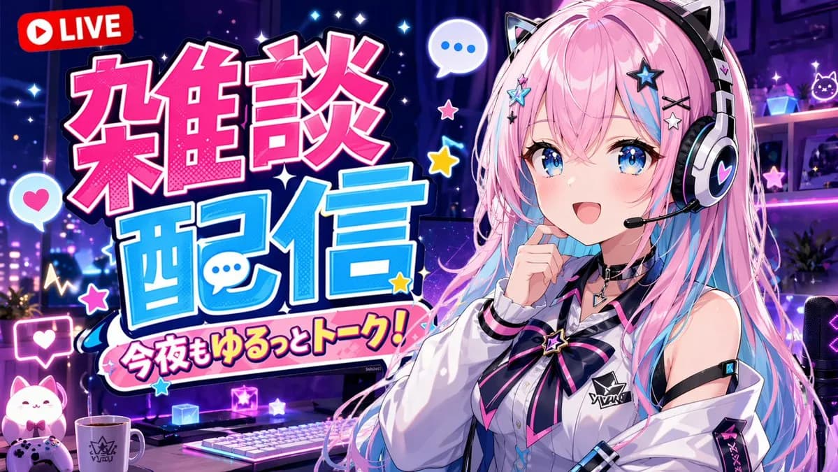 Neon Gamer Room VTuber Livestream Video Thumbnail AI photo prompt example on PhotoReady
